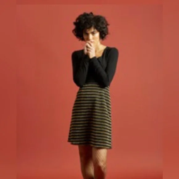 sachin and babi light blue dress (Anthropologie) Traffic People holiday dress in gold/blacks